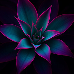 Fototapeta premium Close-Up View of a Colorful Succulent Plant with Vibrant Pink and Blue Leaves in Soft Natural Light Background