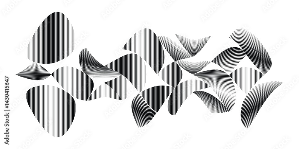 Poster abstract flow lines design elements . fluid wavy shape . glitched circle design . striped linear obj