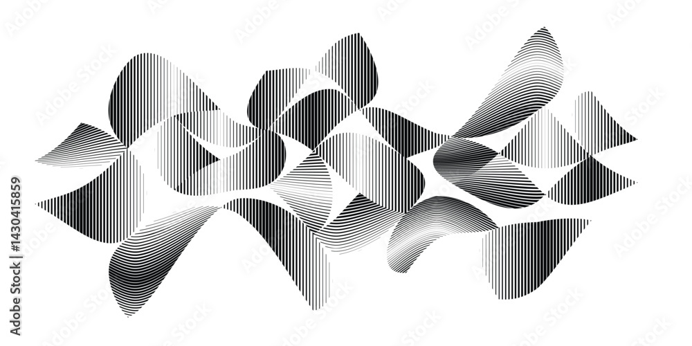 Poster abstract flow lines design elements . fluid wavy shape . glitched circle design . striped linear obj