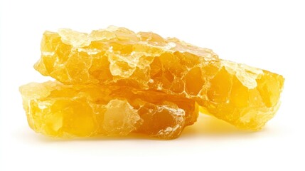 Pieces of Natural Honeycomb Isolated on White Background