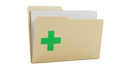 Isolated Medical File Folder with Green Cross Emblem