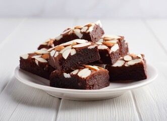 Stack of Brownies with Almonds
