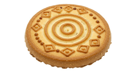 Isolated Round Biscuit with Geometric Design