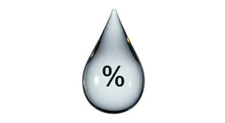 Isolated Water Drop with Percentage Sign