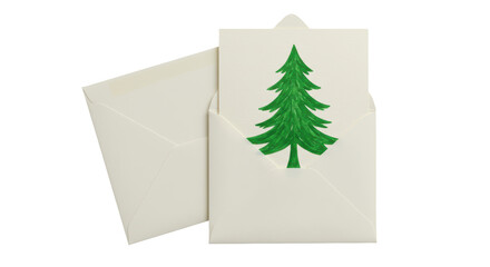 Isolated Christmas Tree Card in Envelope