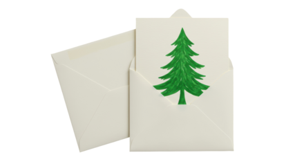 Isolated Christmas Tree Card in Envelope
