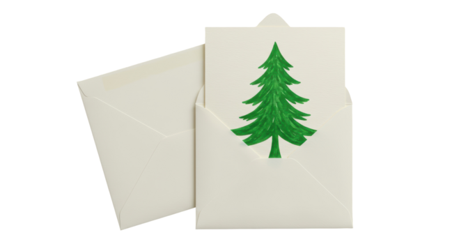 Isolated Christmas Tree Card in Envelope