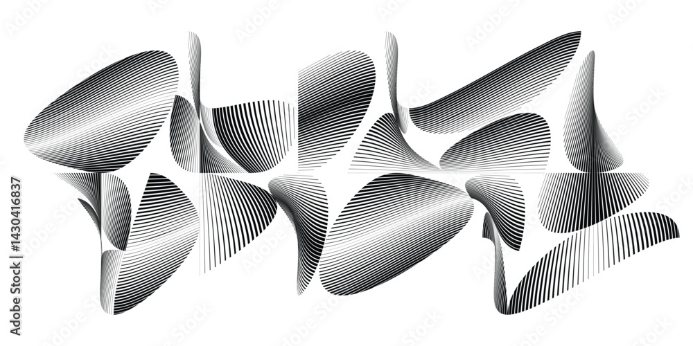 Poster abstract flow lines design elements . fluid wavy shape . glitched circle design . striped linear obj