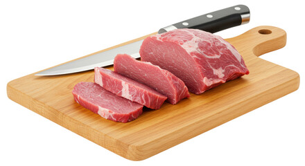 Isolated Fresh Raw Pork Loin Chops on Cutting Board