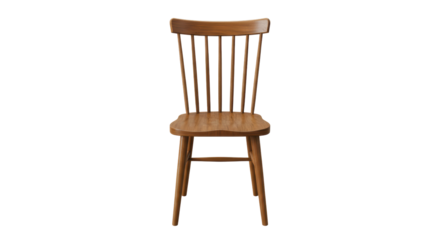 Isolated Wooden Chair with Spindle Back