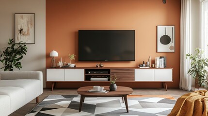 Modern Living Room Interior Design with Stylish Furniture and Warm Color Palette