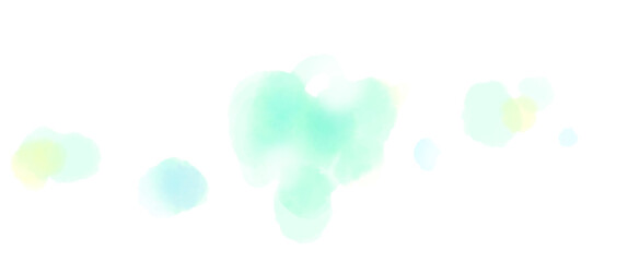 水彩の滲んだエメラルドグリーンのハートのイラスト