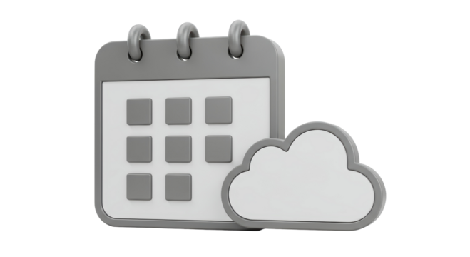 Isolated Gray Calendar with Cloud Illustration