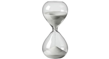 Isolated Hourglass with Flowing White Sand, Timing Concept