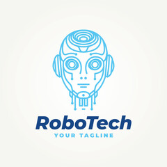 minimalist modern robot head technology line art icon logo vector illustration design. simple modern technology robotic artificial intelligence logo concept