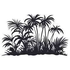 Silhouette illustration tropical plants vector