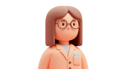 Isolated Cartoon Scientist Girl Character