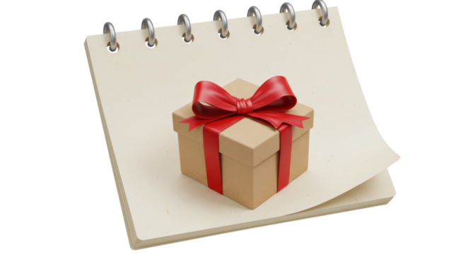 Isolated Gift Box on a Notepad