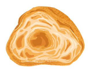 Half-cut croissant isolated illustration