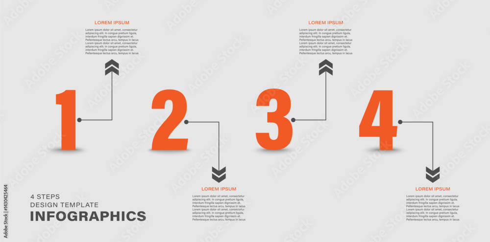 Fototapete minimalistic 4 step infographic design template with numbers and space for your data