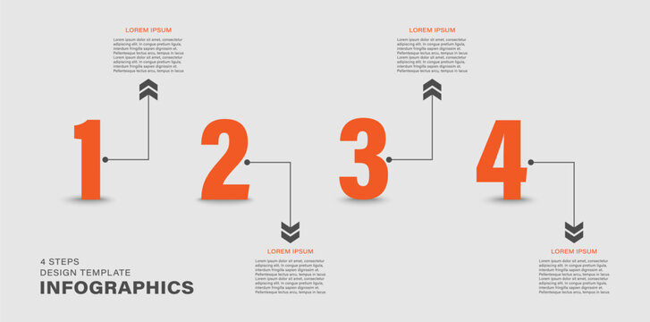 Minimalistic 4 step infographic design template with numbers and space for your data