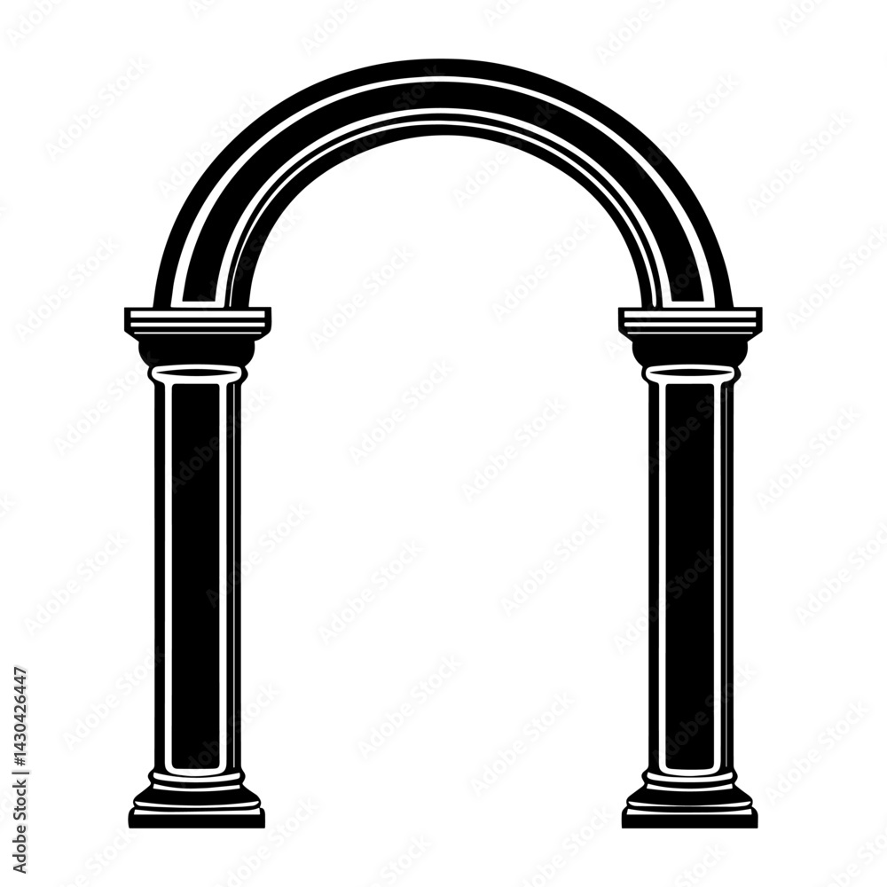 Poster simple arch pillar linear architecture design black vector