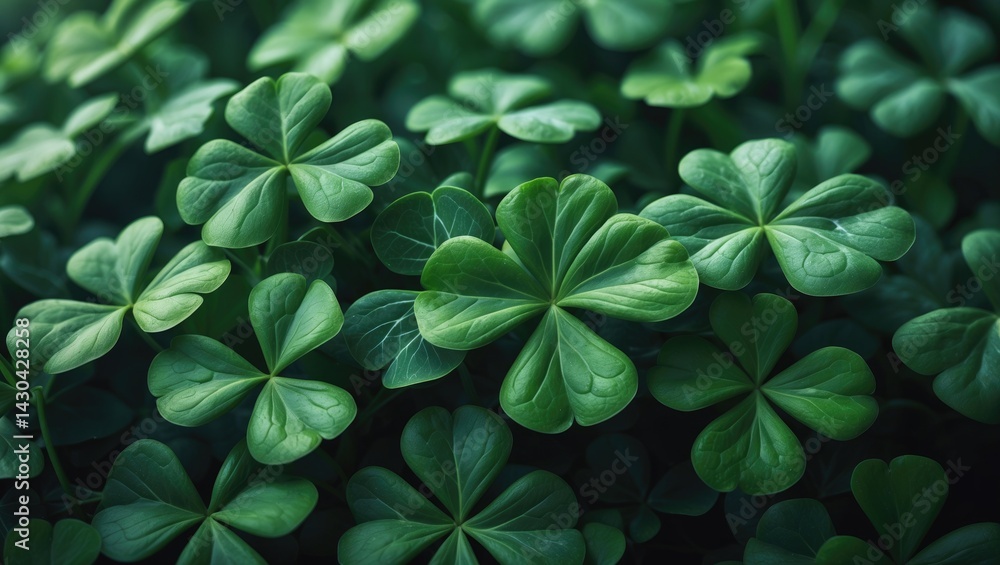 Poster green clover pattern with textured background