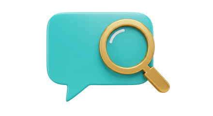 Isolated Magnifying Glass Over Speech Bubble Representing Search