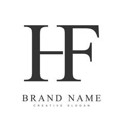 HF trendy logotype template. Initial letter h and f classic font style. Creative logo for company name or identity.