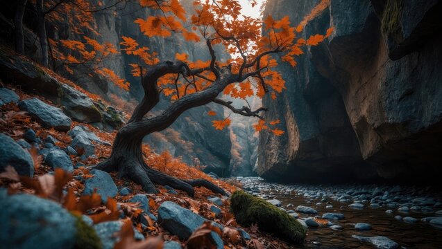 Autumn foliage in Akamas Gorge