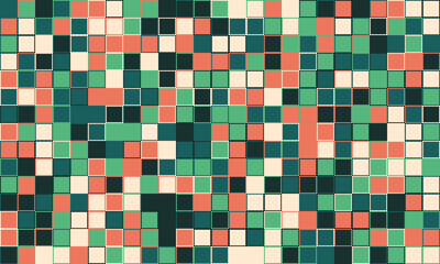 Abstract mosaic pattern in muted greens, corals, and creams.  A vibrant, textured digital artwork ideal for website backgrounds, textile design, or modern presentations.