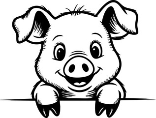 Obraz premium Smiling Cartoon Pig Vector Illustration