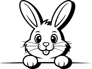 Obraz premium Cute Bunny Rabbit Peeking Over Edge