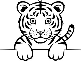 Fototapeta premium Cute Tiger Cub Cartoon Illustration