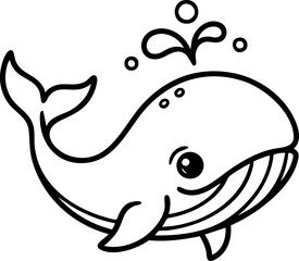 Obraz premium Cute Cartoon Whale Illustration