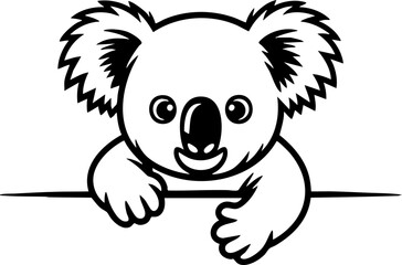 Cute Koala Bear Peeking Over a Blank Surface