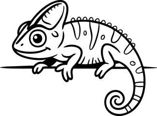 Obraz premium Cartoon Chameleon on a Branch