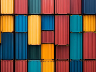 Fototapeta premium overhead shot of massive container storage area, geometric layout