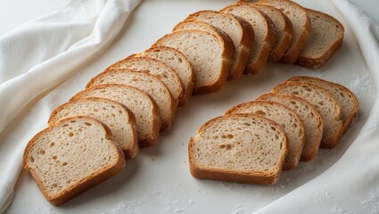 Naklejka premium Freshly baked sliced wheat bread on white background