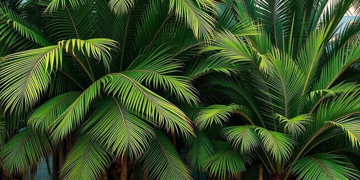 Overgrown tropical palms on distressed, textured background, exotic, texture