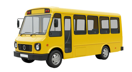 Isolated Classic Yellow School Bus with Detailed Features