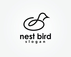 creative nestle, nest bird logo, bird and nest with simple one line concept, logo design inspiration