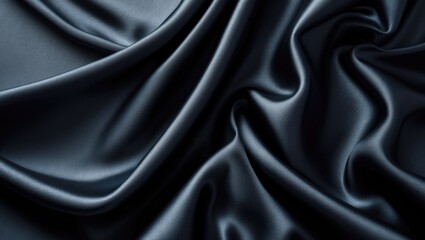 Fototapeta premium Black grey satin fabric with textured pattern on background