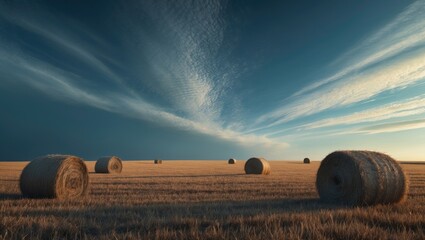 Deep blue sky over a vibrant yellow autumn field