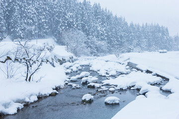 大雪が降った氷ノ山の風景 鳥取県 若桜町