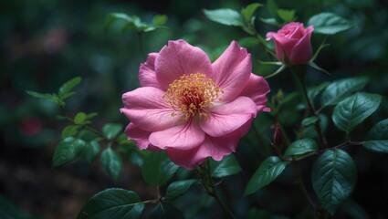 Wild rose beside a hiking trail