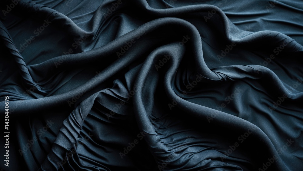 Poster abstract black fabric with ripple and wave pattern background