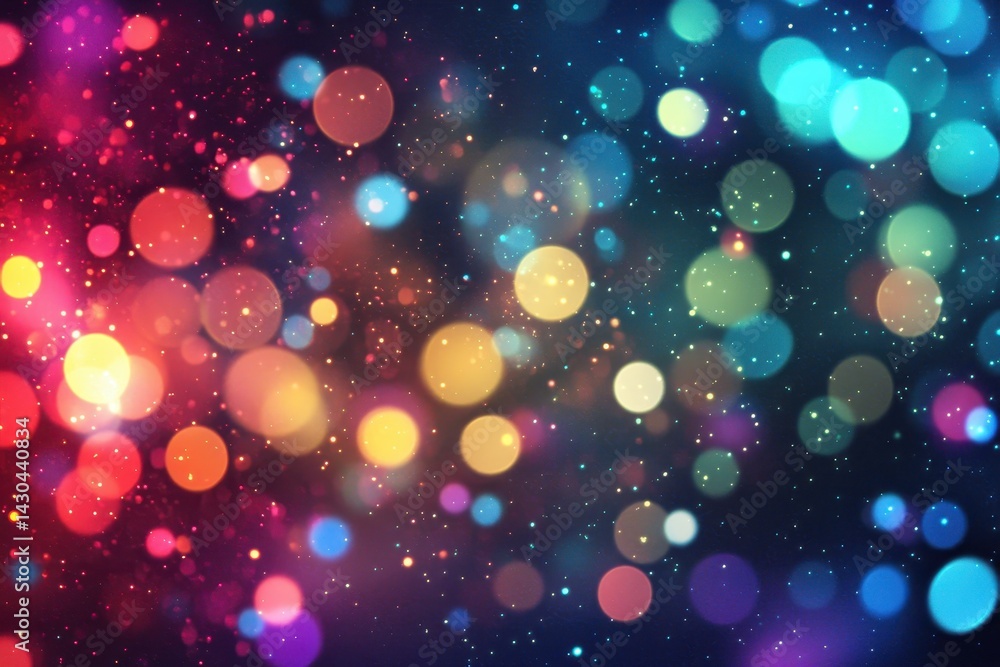 Poster Colorful lens flare effects create a vibrant visual display on a black background, lens flare effects on black background