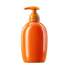 Orange plastic bottle with dispenser pump