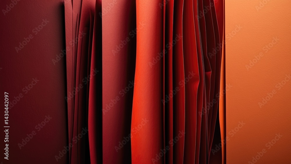 Poster fiesta red and orange abstract background featuring vertical, sharp sheets with a smooth matte textu